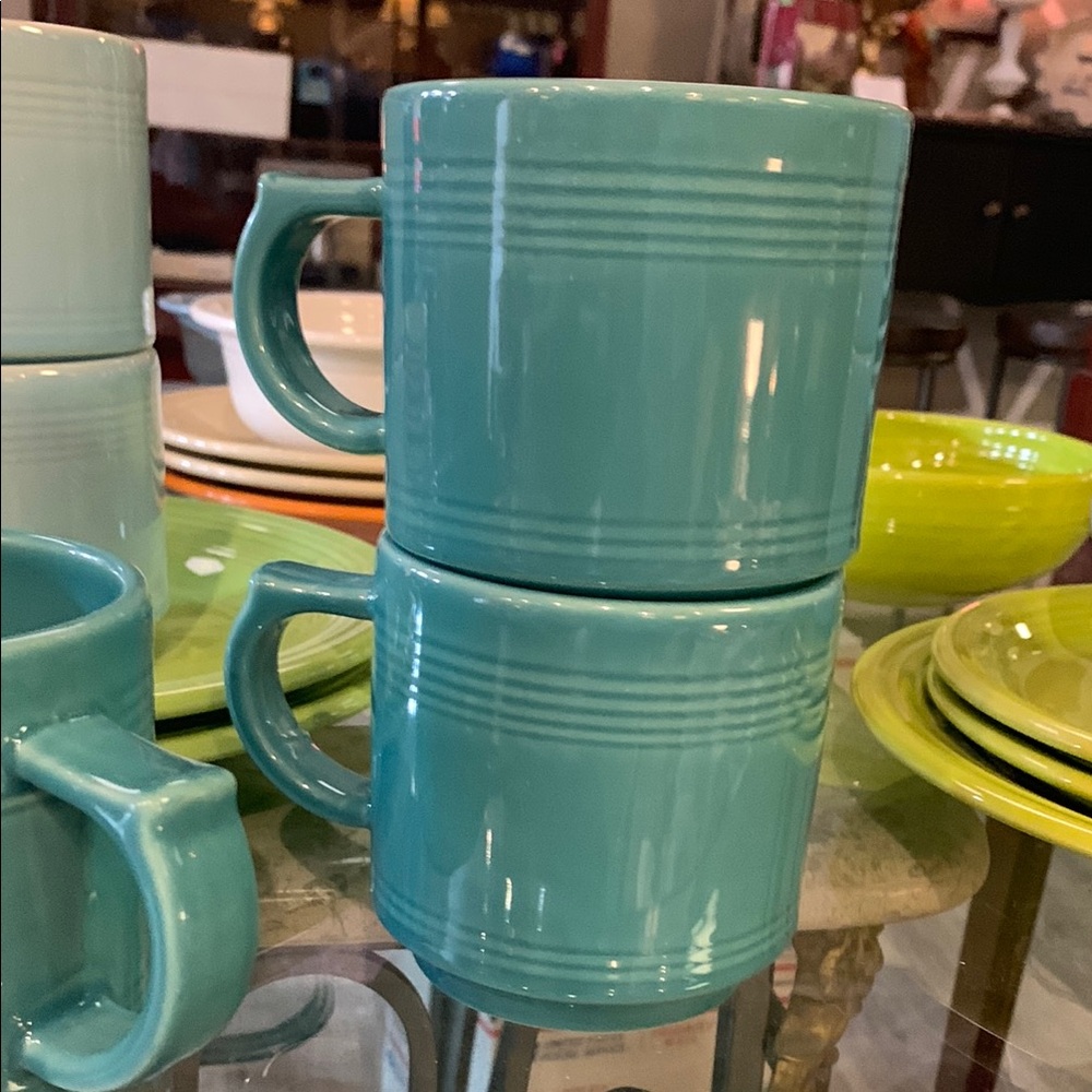 Fiesta Stackable Turquoise Ceramic Mug with Comfortable Handle - Picture 4 of 4